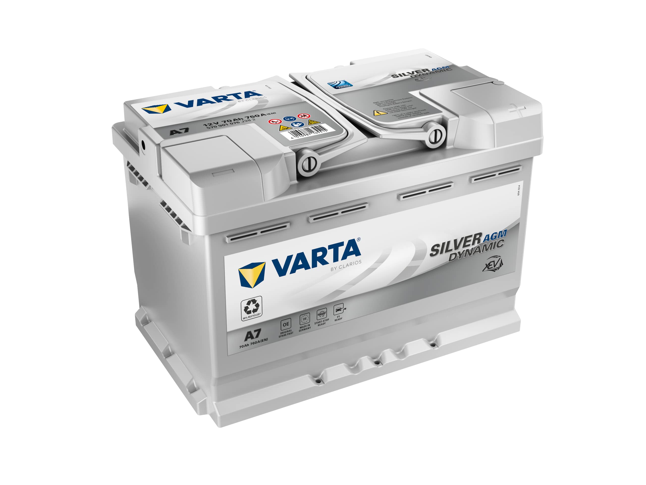VARTA E39 AGMバッテリー 12V 70Ah 760A H7 Battery Agm VARTA Silver Dynamic AGM Car Battery A7 (E39) – 12V